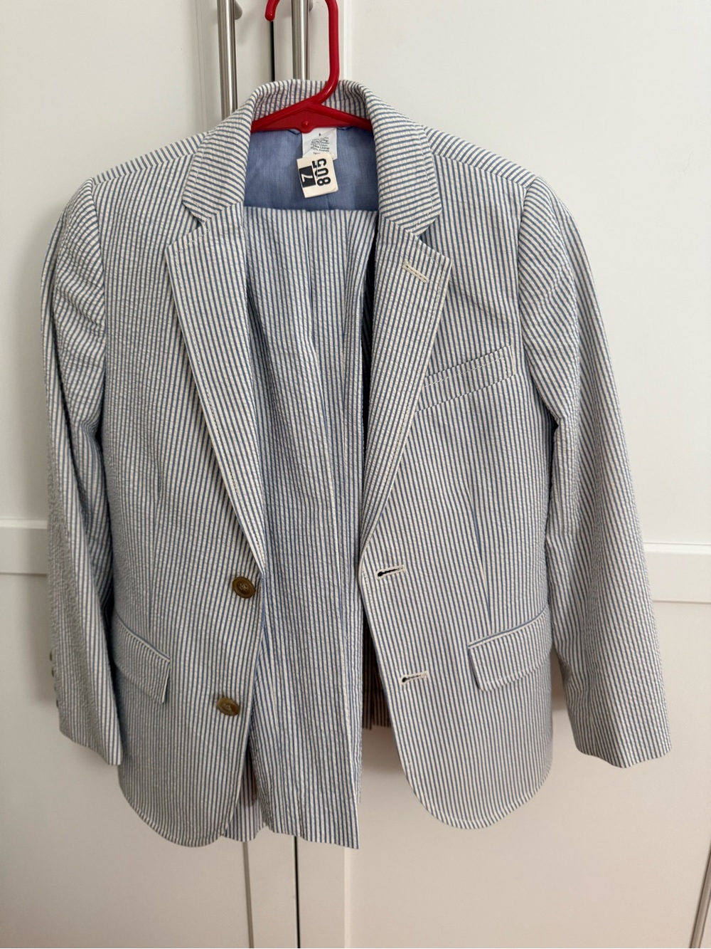J.Crew boys Blue & White Seersucker suit